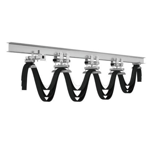 Festoon system cable trolley on I-beam and wire rope and angle steel